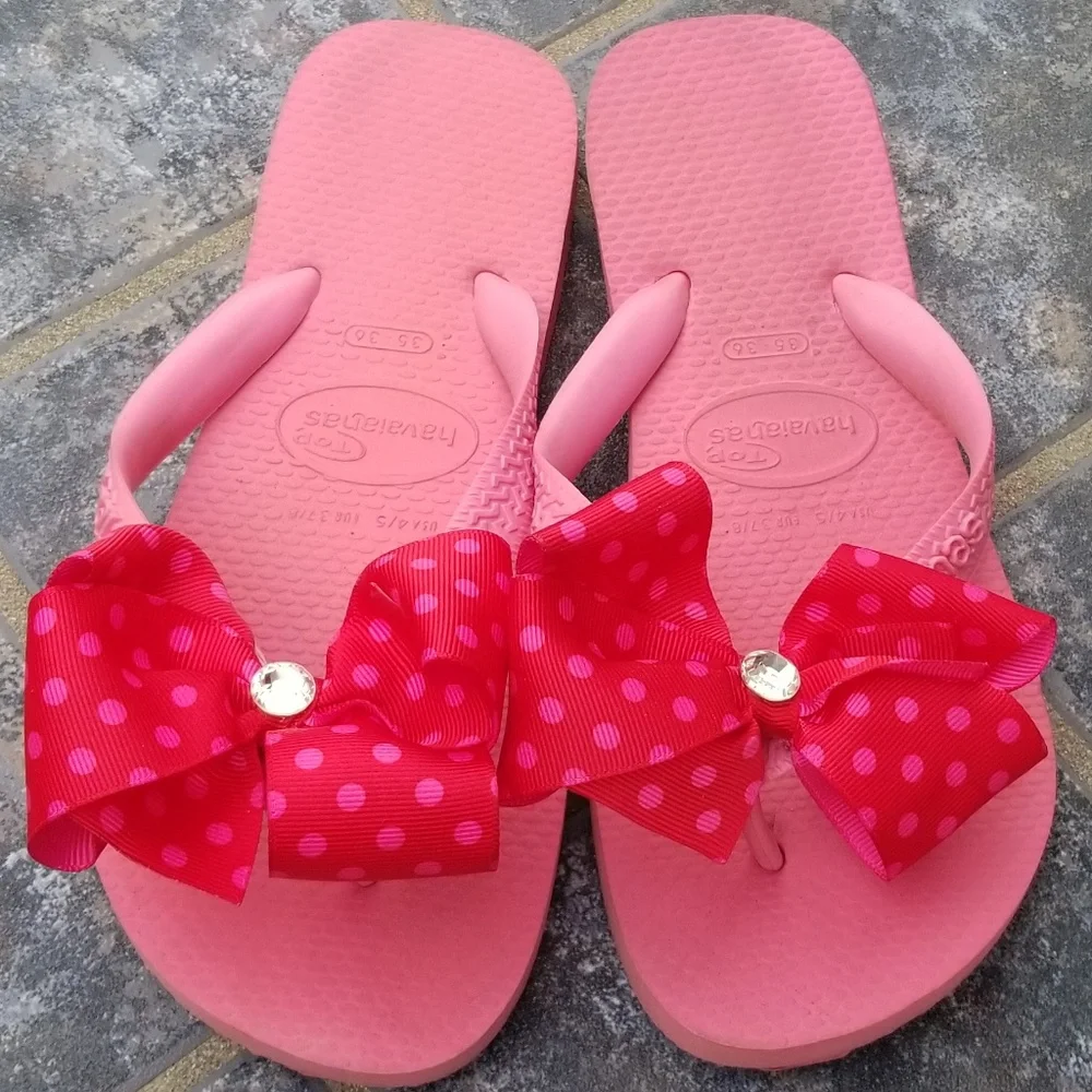Pink Polka Dot Havaianas Flip Flop Thong Sandals